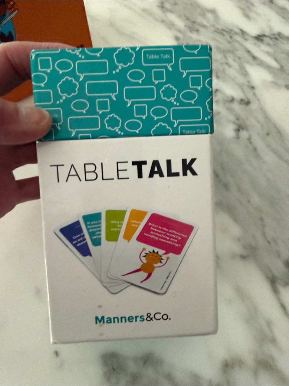 TableTalk Conversation Card Game by Manners & Co. - Teal White